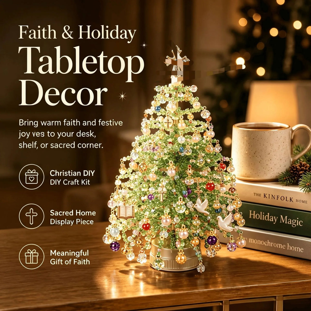 DIY Beaded Christmas Tree Kit (Mini Crystal Desktop Decor)