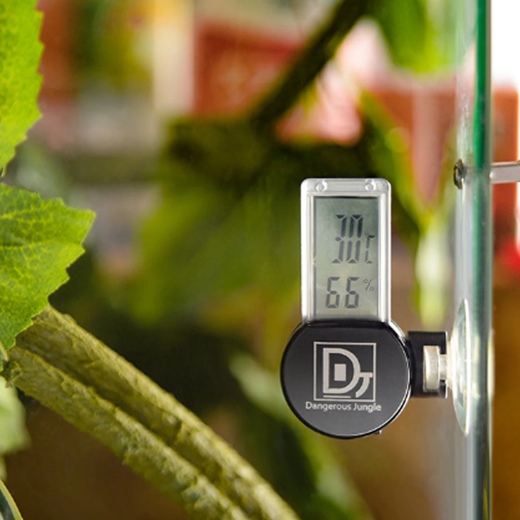 Digital Reptile Thermometer-Hygrometer — Waterproof Suction-Mount Gauge