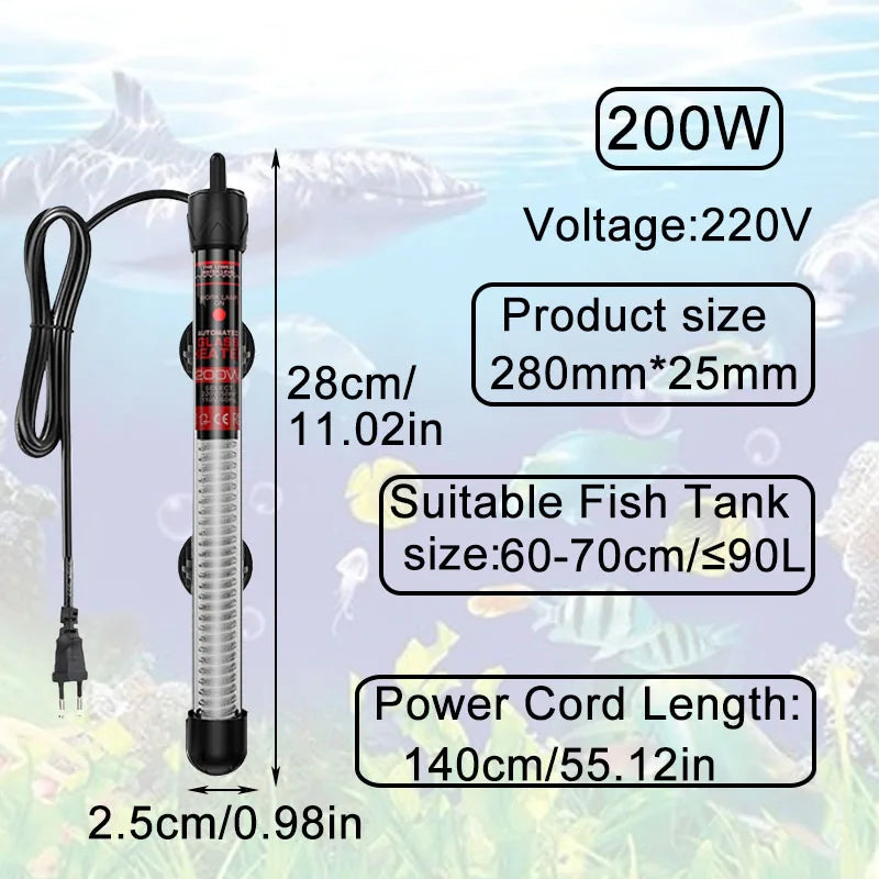 Submersible Aquarium Heater with Adjustable Thermostat 25–300W
