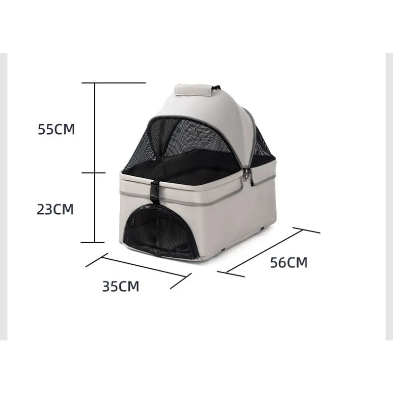 4-Wheel Folding Pet Stroller with Detachable Carrier (3-in-1)