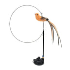 Bird Feather Cat Teaser Wand — Suction-Mount, Flexible Steel Wire