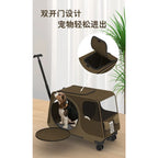 Portable Rolling Pet Carrier with Detachable Single-Shoulder Handbag for Small Dogs & Cats