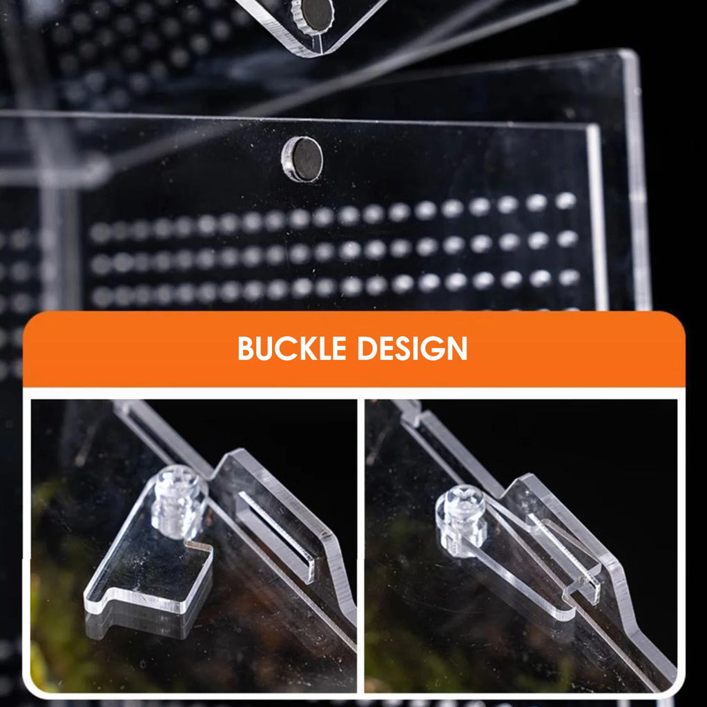 Stackable Acrylic Reptile Feeding Box — Buckle-Splicing Habitat for Small Pets