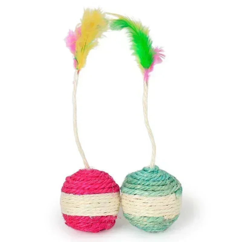 Sisal Feather Scratching Ball — Interactive Toy for Kittens