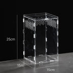 Clear Acrylic Reptile Breeding Box — Ventilated Habitat, Multiple Sizes