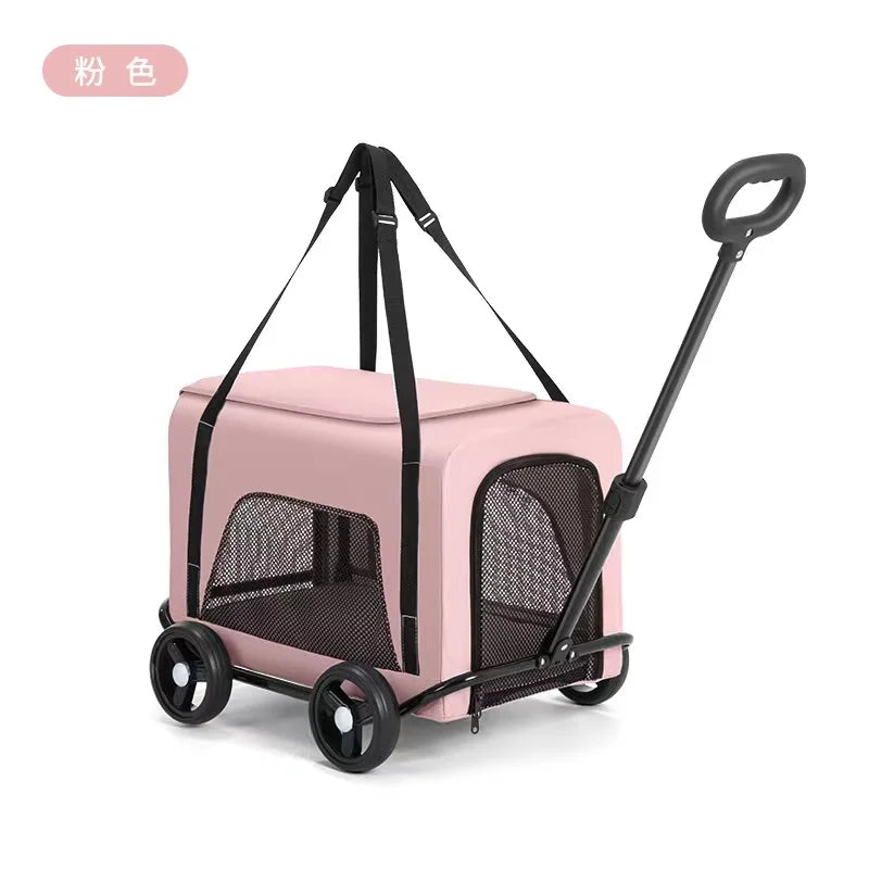 Portable Lightweight Foldable Pet Hand Cart for Small Dogs, Cats & Teddy Breeds