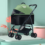 Foldable Pet Stroller with Detachable Cage for Teddy Dogs & Cats — Lightweight Outdoor Travel Trolley