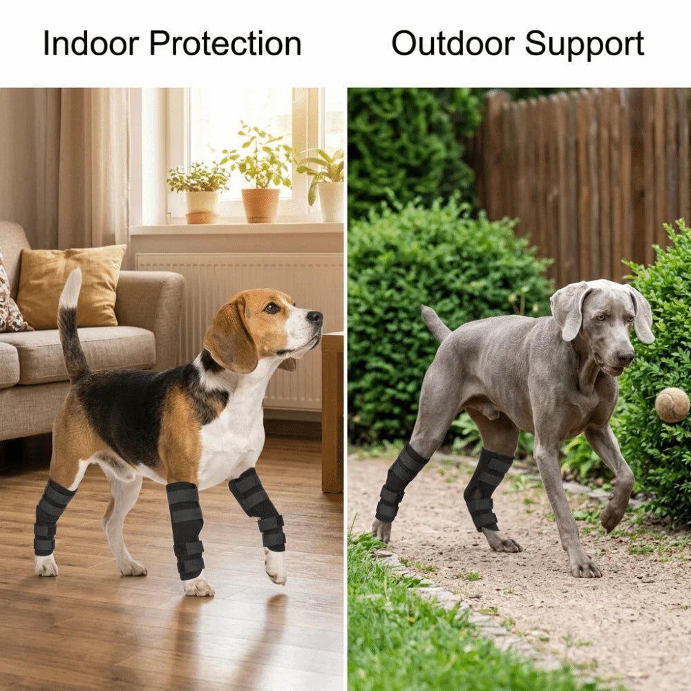 Dog Elbow Leg Brace - 1 Pair, Adjustable, Flexible Fabric