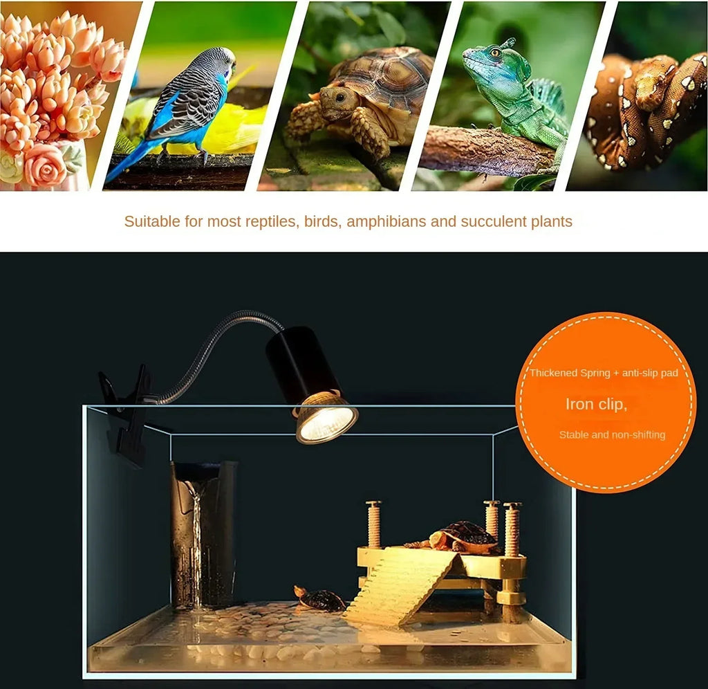 Reptile & Aquarium Clip-On Heat Lamp 50W Adjustable