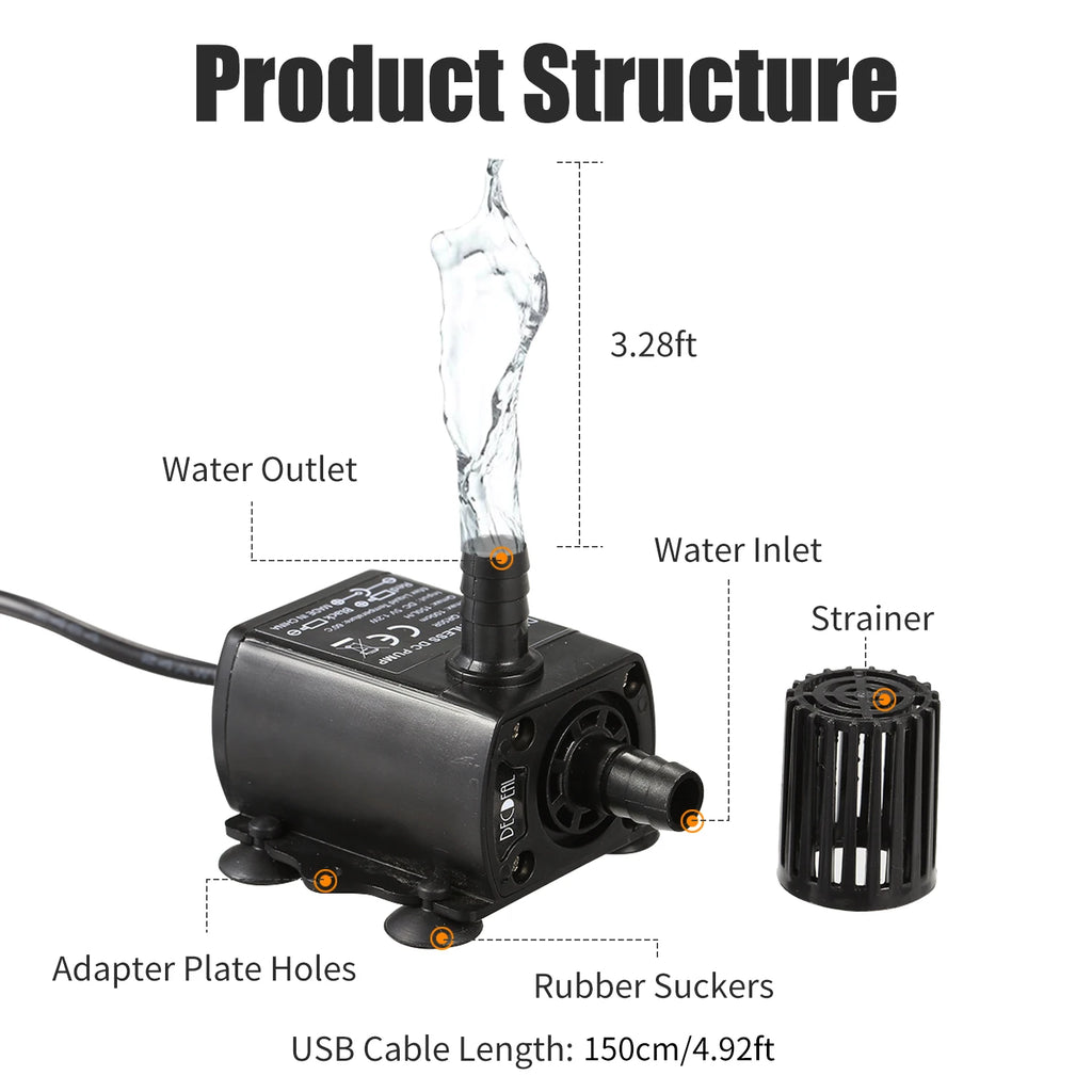 Mini Brushless Submersible Water Pump (DC5V, Ultra-Quiet, Fountain & Aquarium)