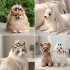 Yarn Bow Pet Hair Ties 12-Pack (Elastic Band, Soft, Various Colors)