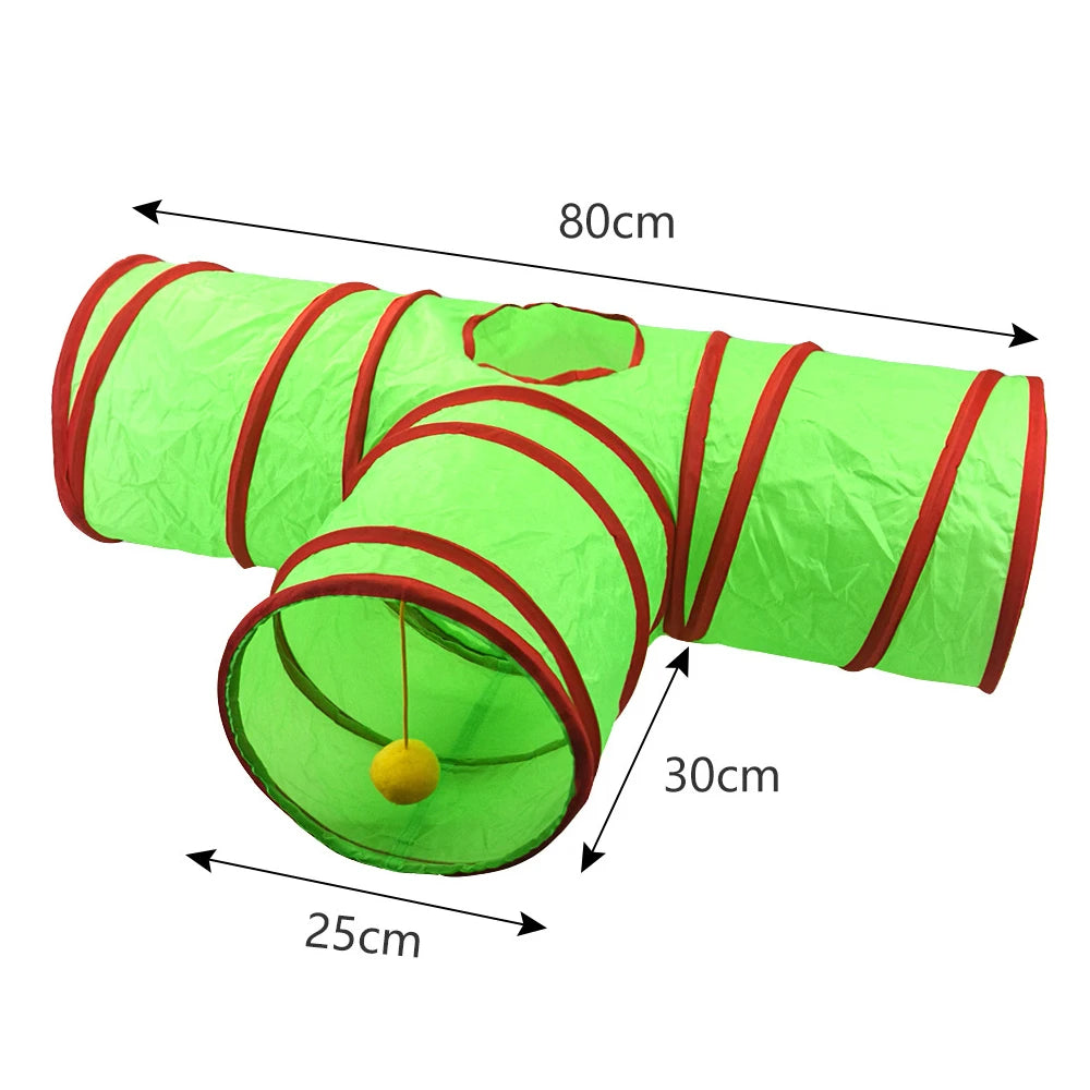 Christmas Cat Tunnel Toy — Foldable Crinkle Play Tube