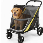All-Terrain Easy-Fold Pet Wagon for Large & Medium Dogs with One-Foot Brake & Air Mesh