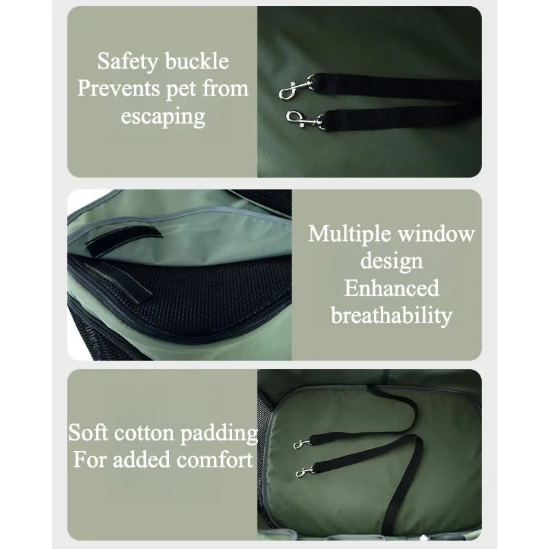 Foldable Double Pet Stroller for Medium Dogs & Cats — 4 Lockable Wheels, Safety Belts, Multi-Pet Carriage