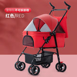 Hot Sale Luxury Four-Wheel Foldable Dog Cart Separable Basket Breathable Pet Carrier for Outdoor Travel Baby Carriage Not Stuffy