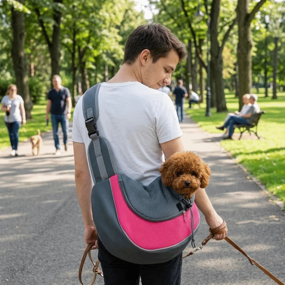 Breathable Mesh Pet Sling Carrier (Large Capacity, Adjustable, Lightweight)