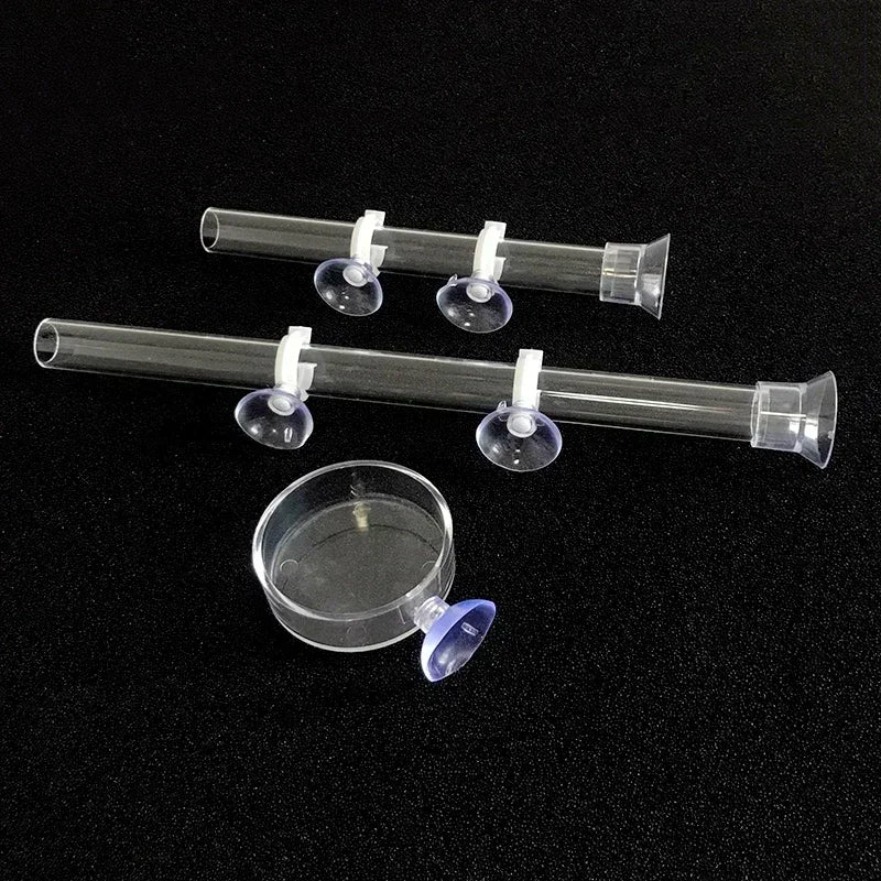 Acrylic Aquarium Shrimp Feeding Dish & Tube (Transparent, Snail & Shrimp)
