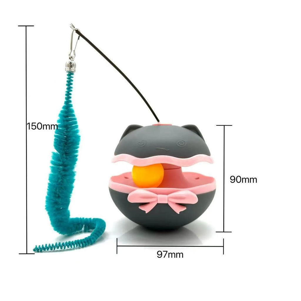 Electric Tumbler Cat Toy with Feather Stick — Self-Rolling Teaser