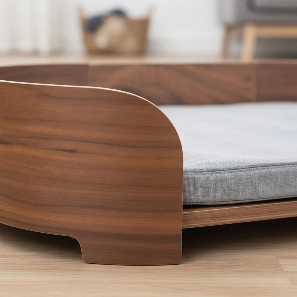 Oval Wooden Pet Sofa Bed with Removable Cover, All-Season