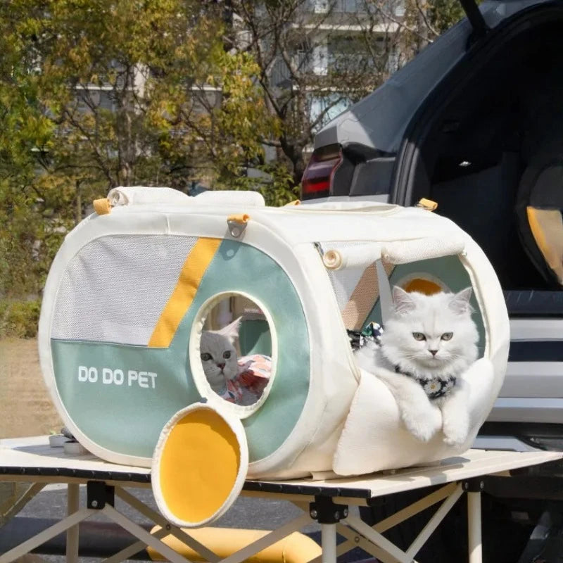 Transparent Foldable Pet Carry-On Suitcase Trolley for Cats & Dogs