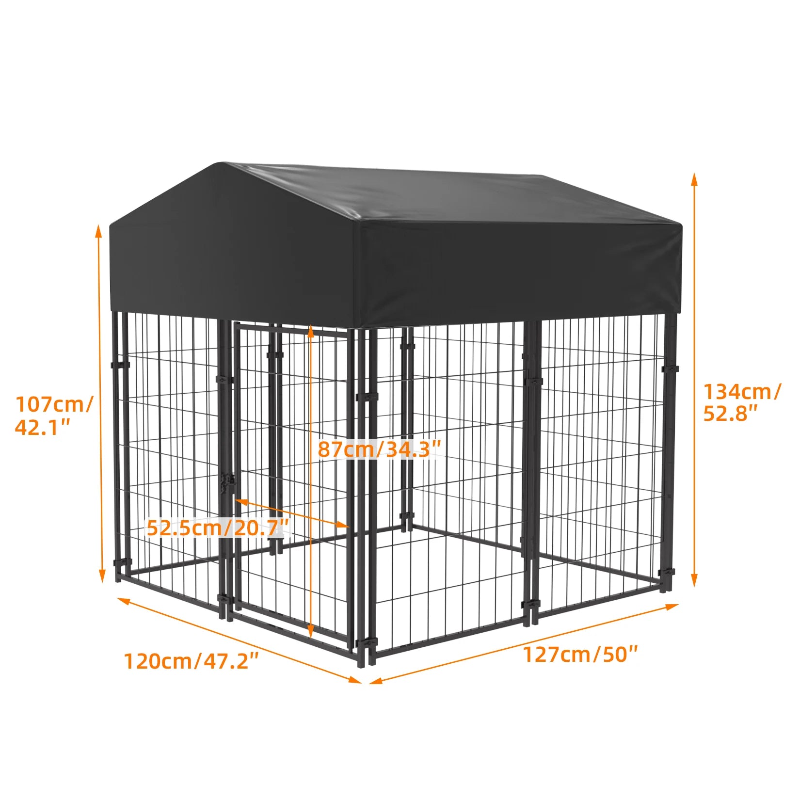 Outdoor Dog Kennel Run with Canopy Cover & Ground Stakes