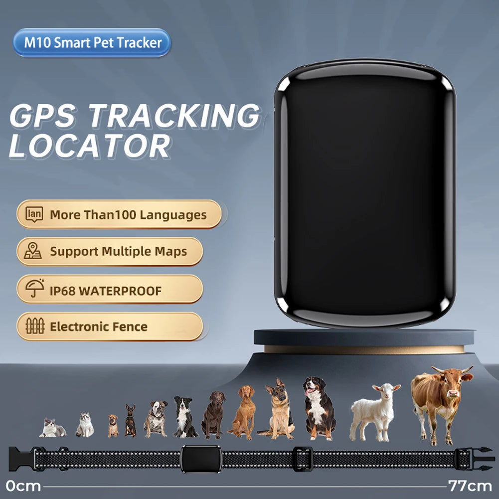Smart GPS Pet Locator with Adjustable Collar for Dogs & Cats - Real-Time Tracking