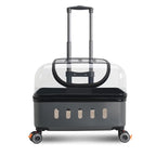 Transparent Plastic Pet Trolley Backpack with Universal Wheels & Zipper