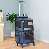 Pet Stroller with Detachable Carrier, Oxford Fabric, Telescopic Handle, Large Capacity, Breathable, Portable for Two Pets