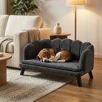 Pearl Design Pet Sofa with Solid Wood Legs, Charcoal Gray