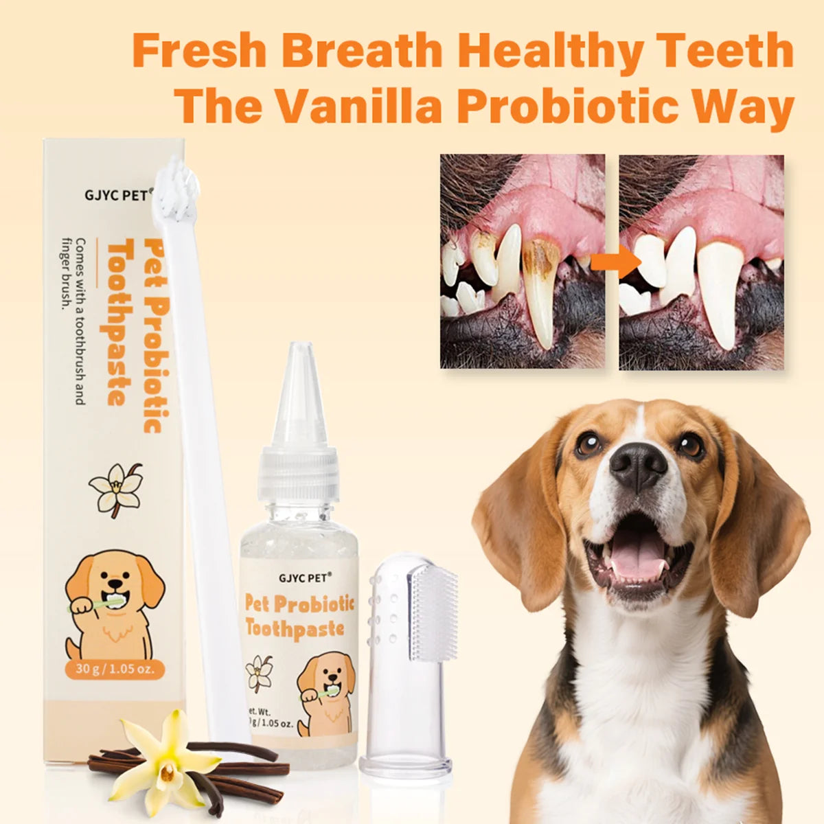 Probiotic Pet Dental Care Kit — Toothpaste, Brush & Finger Brush