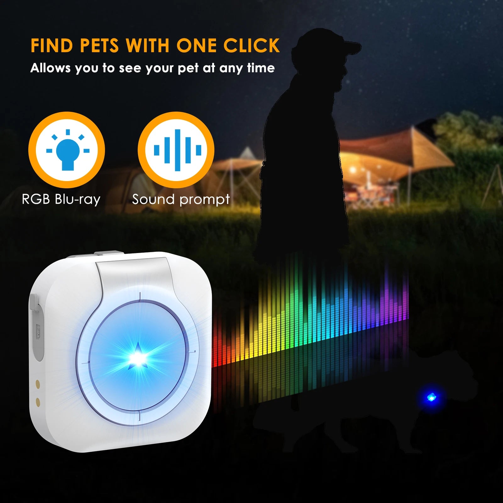 GPS Pet Collar Tracker with Health Monitoring & Step Counter for Dogs & Cats