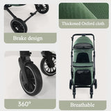 Double Pet Stroller for Dogs and Cats Travel Carriage with Safety Beltsand 4 Lockable Wheels  Foldable for Multi-Pet Medium