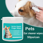 Pet Ear Cleaning Finger Wipes — Ear Mite & Debris Removal, 50pcs