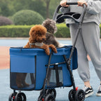 Collapsible Lightweight Pet Stroller with Rear Brakes — Easy-Access Cat & Dog Stroller for Walks & Outdoor