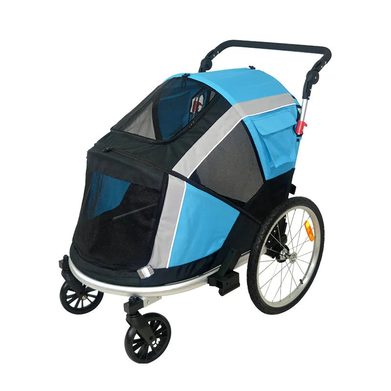2-in-1 Pet Bicycle Trailer & Dog Stroller with Detachable Design — Portable Foldable Outdoor Cart