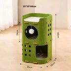 Multi-Layer Cylindrical Cat Castle with Play Holes
