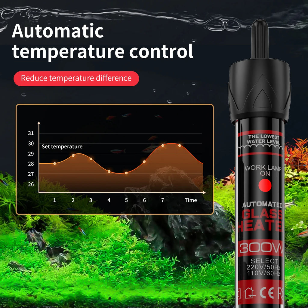 Adjustable Submersible Aquarium Heater Rod (25–300W, 110–220V, Thermostat)