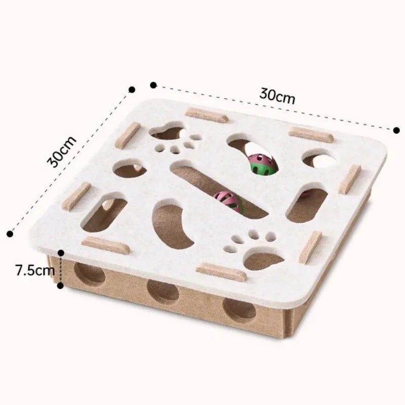 Felt Puzzle Box Cat Toy with Ball — Indoor Hunting & Exercise Puzzle for Cats