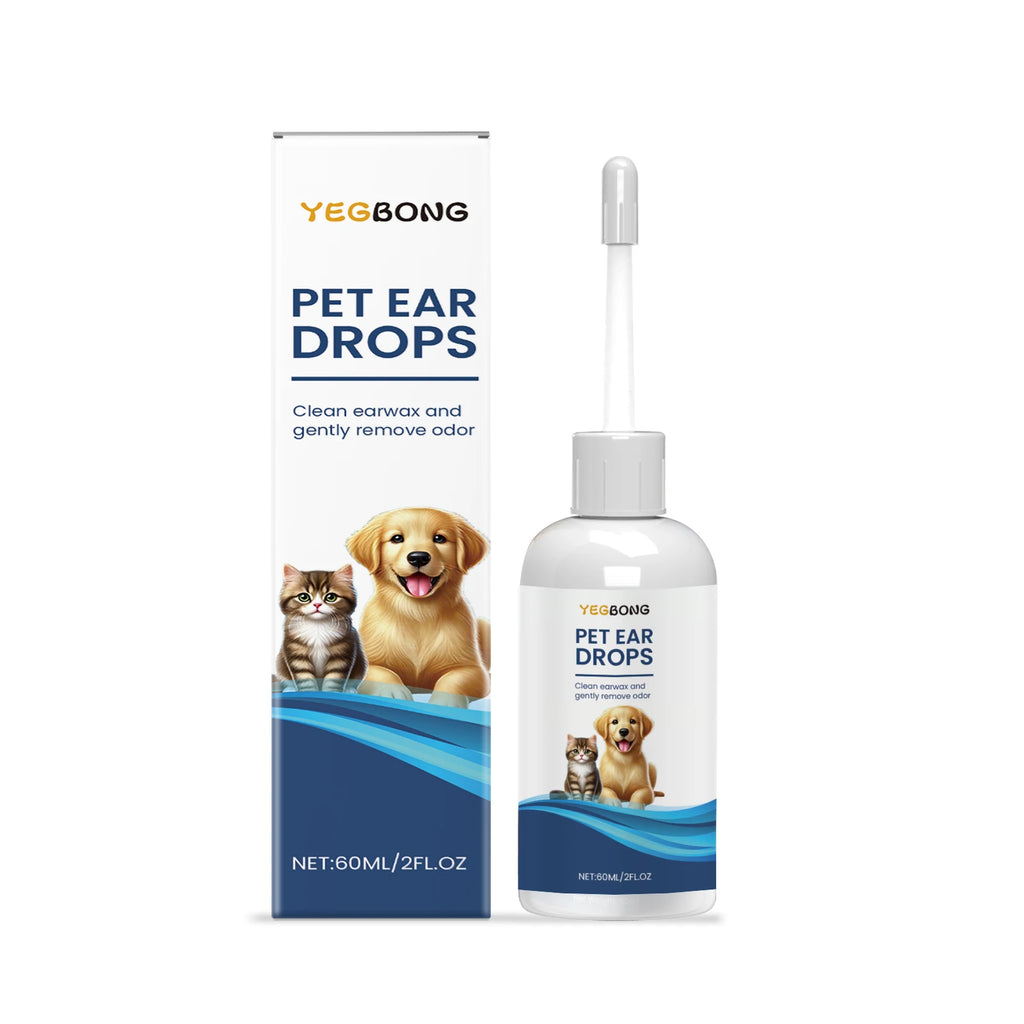 Pet Ear Cleaner Drops — Removes Mites, Wax & Odor, 60ml