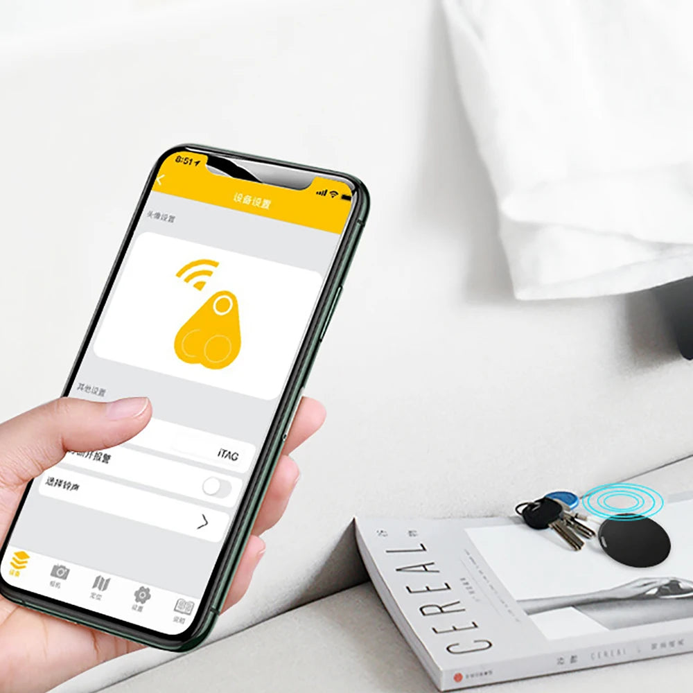 Round Mini Bluetooth Anti-Loss Tracker for Dogs, Cats, Kids & Keys - Smart Finder