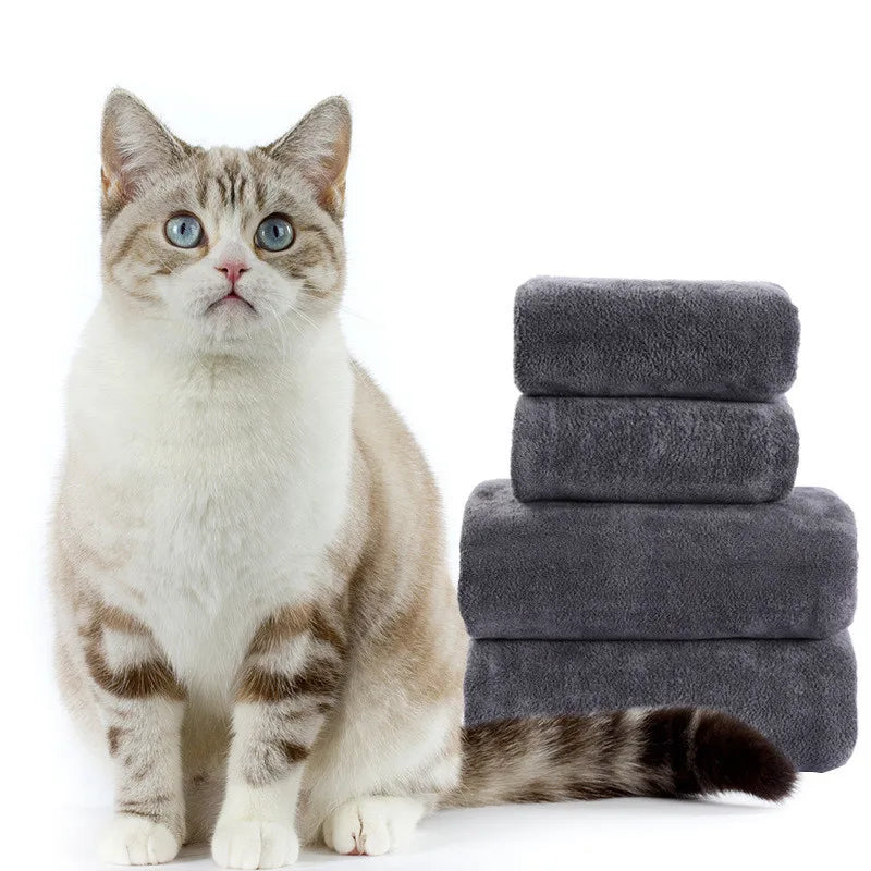 Thickened Cotton Pet Bath Towel — Quick-Drying, No Shed, Large Sizes