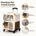 2-in-1 Rolling Cat Carrier with Wheels & Telescopic Handle — Clear Window Breathable Pet Travel Bag