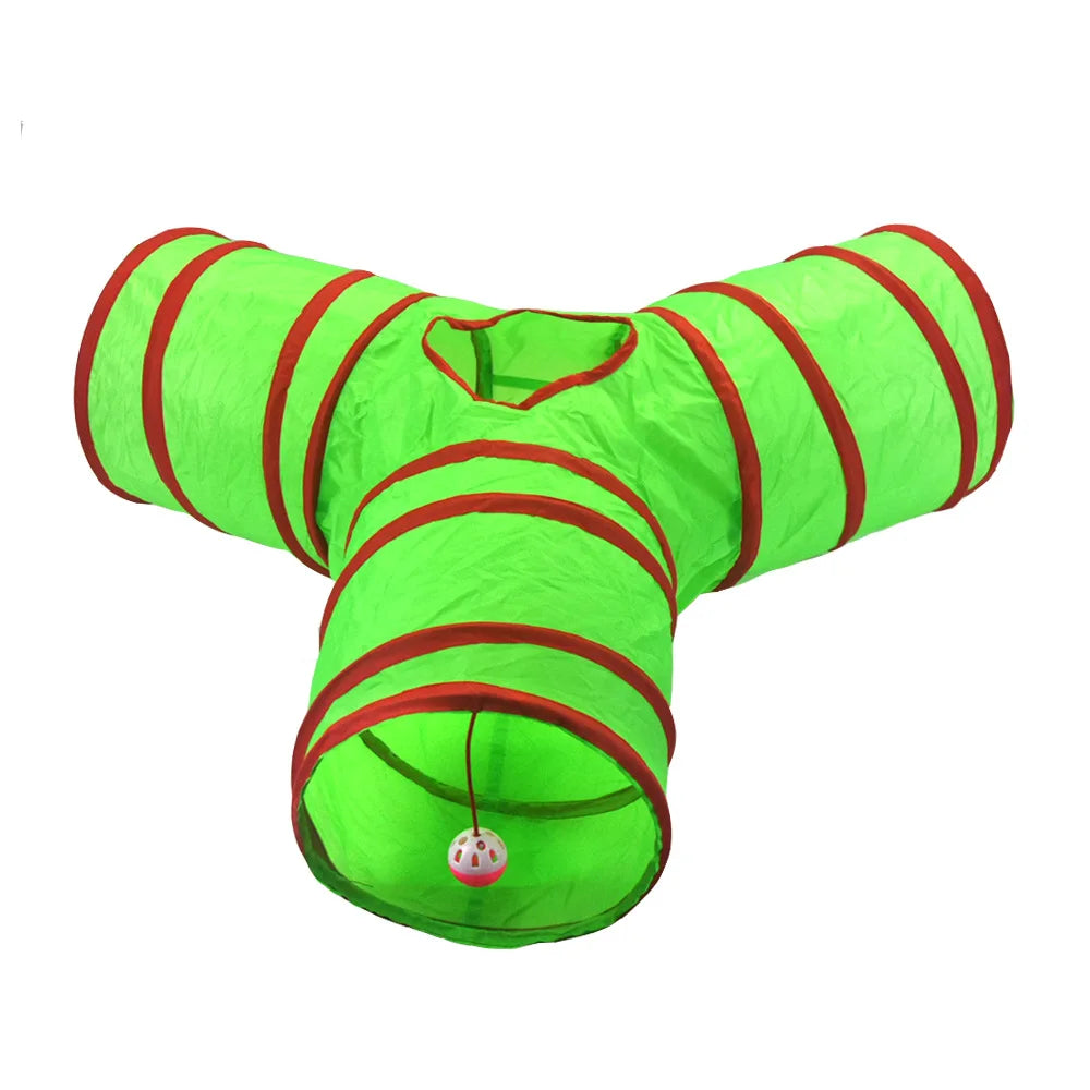 Christmas Cat Tunnel Toy — Foldable Crinkle Play Tube
