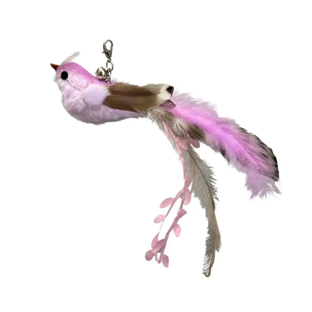 Hummingbird Long Pole Cat Teaser Stick — Interactive Feather Wand Toy for Kittens