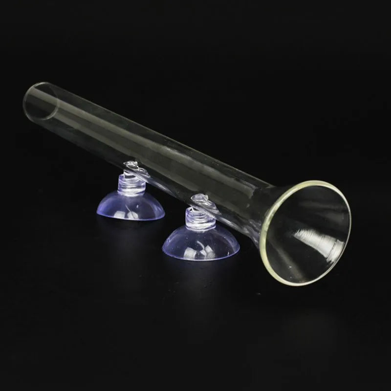 Glass Aquarium Shrimp Feeder Bowl & Tube (Transparent, Food Dish)