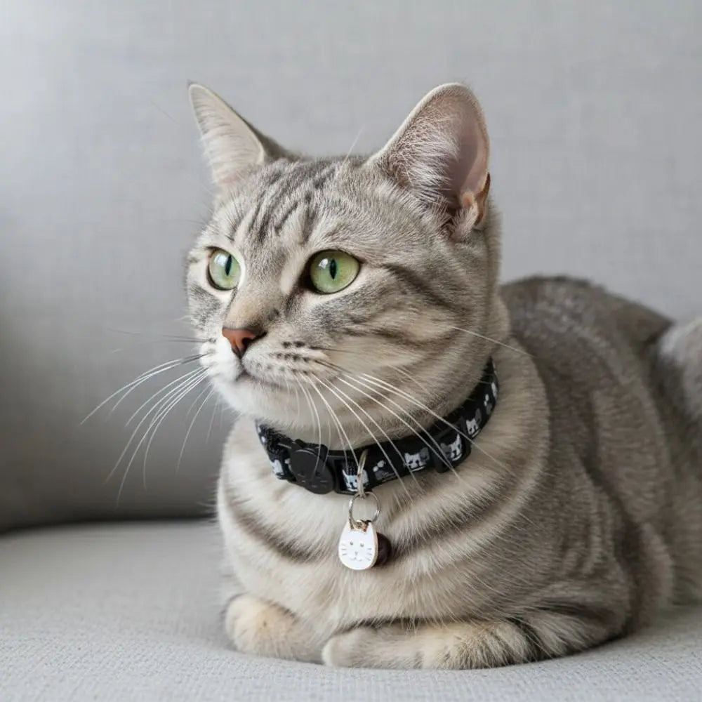 Quick-Release Safety Cat Collar — Cat Face Pendant & Bell
