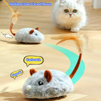 Realistic Plush Mouse Cat Toy — Wagging Tail Prey Toy for Indoor Play