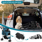 3-Wheel Foldable Pet Stroller for Small & Medium Dogs & Cats with Mesh Canopy & Cup Holders