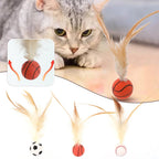 Feather Bouncy Ball Cat Toy — Indoor High-Rebound Flutter Ball for Self-Play