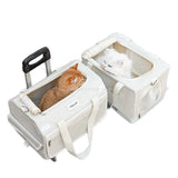 2Cat Carrier Soft-Sided Carriers with Telescopic Handle  2 in 1 Removable 2 Bags  Car Max for Double 15LB Cats and Small Dogs